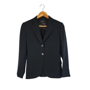 Theory Black Crepe Lace-Up Single Breasted Blazer Black Size 0